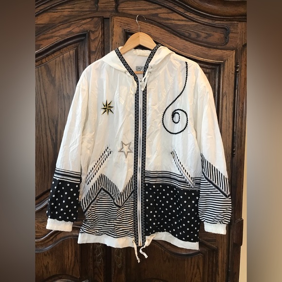 Vintage Giacca Sport Jacket Black White Size XL - Picture 3 of 5